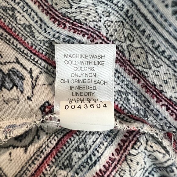 J Jill Blouse Top Womens 3X Red Blue Floral 3/4 Sleeve Button Back Slit High Low - Picture 9 of 9